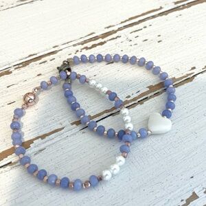 Elegant Lavender Quartz, Rose Gold & Yellow Gold Hematite Beaded Bracelet Set